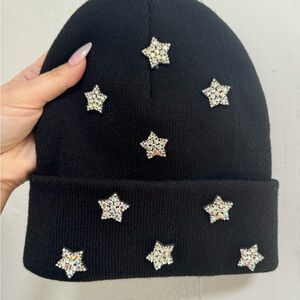 Black Star-Embellished Adult Beanie